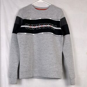 Gray and Black Superdry Sports Crew Neck Sweatshirt